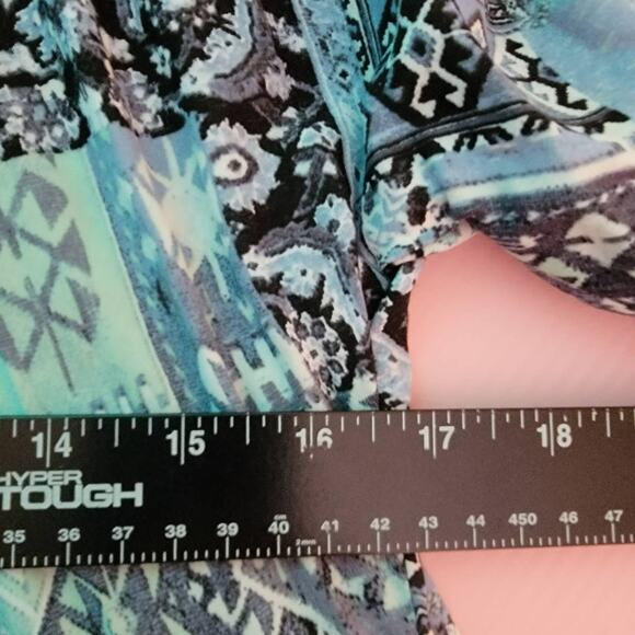 NEW Calvin Klein Women's‎ Floral Geo Print Blouson Puff Sleeve A Line Dress Blue - Picture 14 of 14